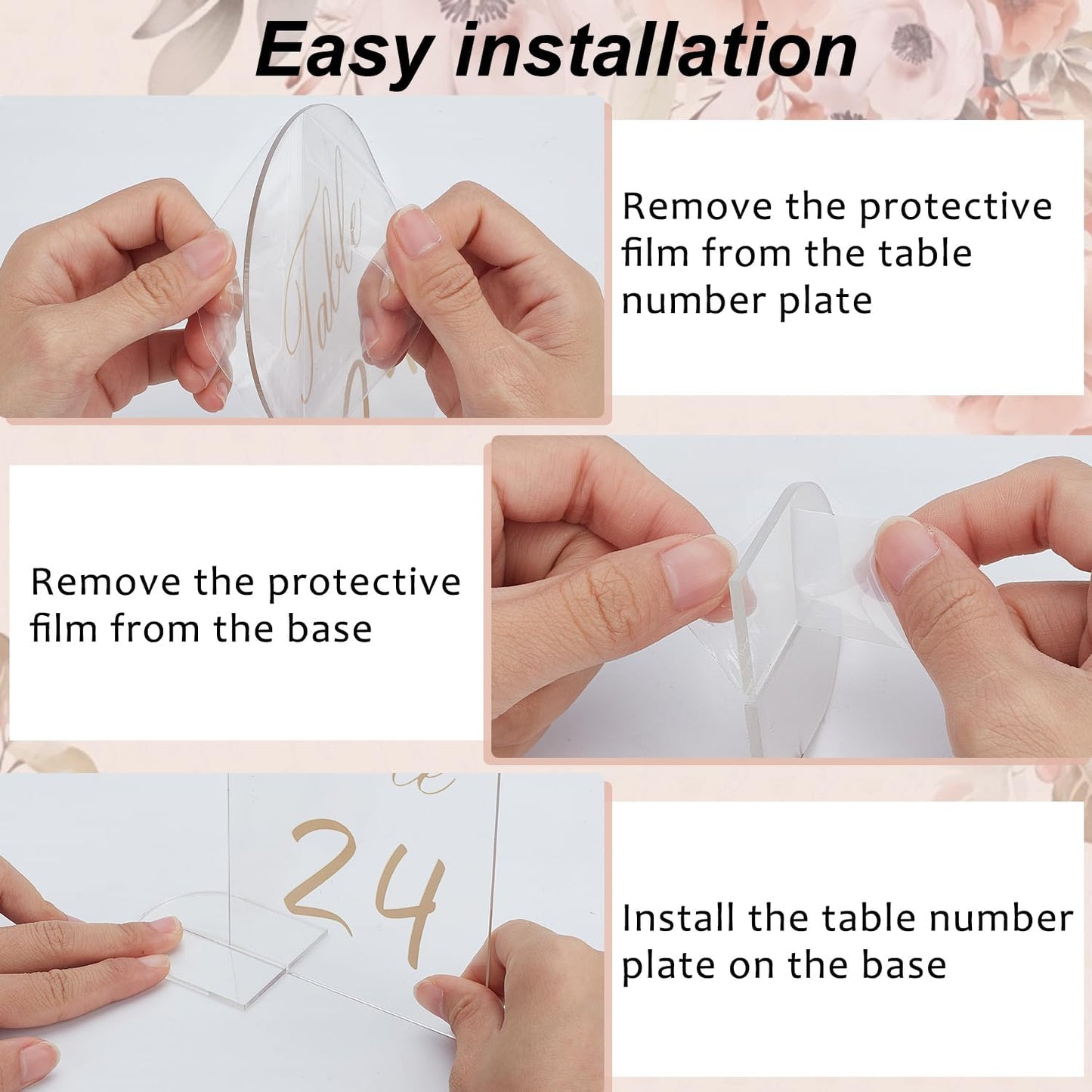 30 PCS Gold Table Numbers Holders 1-30 Clear Acrylic Table Numbers Holders Prominently Display for Wedding Reception Event Party Restaurant Centerpieces Decor 4 x 6 Inch