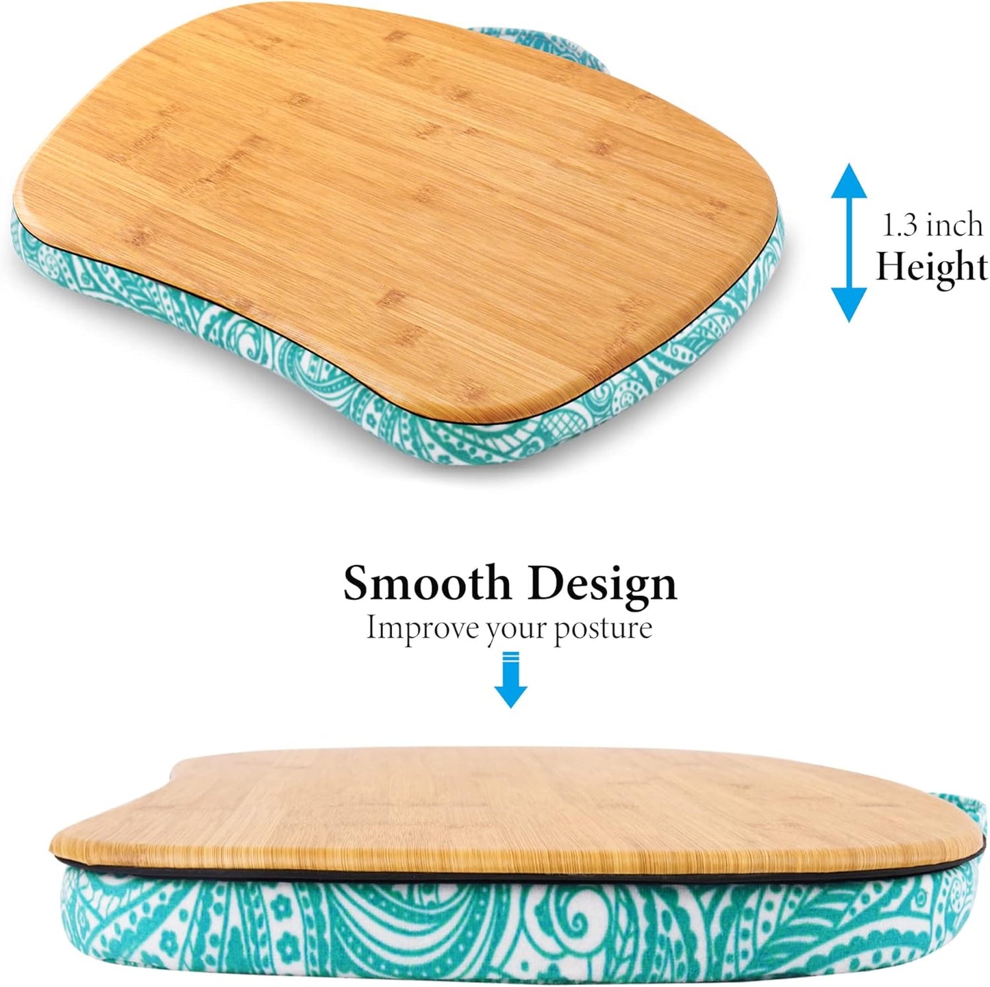 Lap Laptop Desk - Portable Lap Desk with Pillow Cushion, Fits up to 15.6 inch Laptop for Home Office Students Use as Computer Laptop Stand, Book Tablet(1-Light Brown)