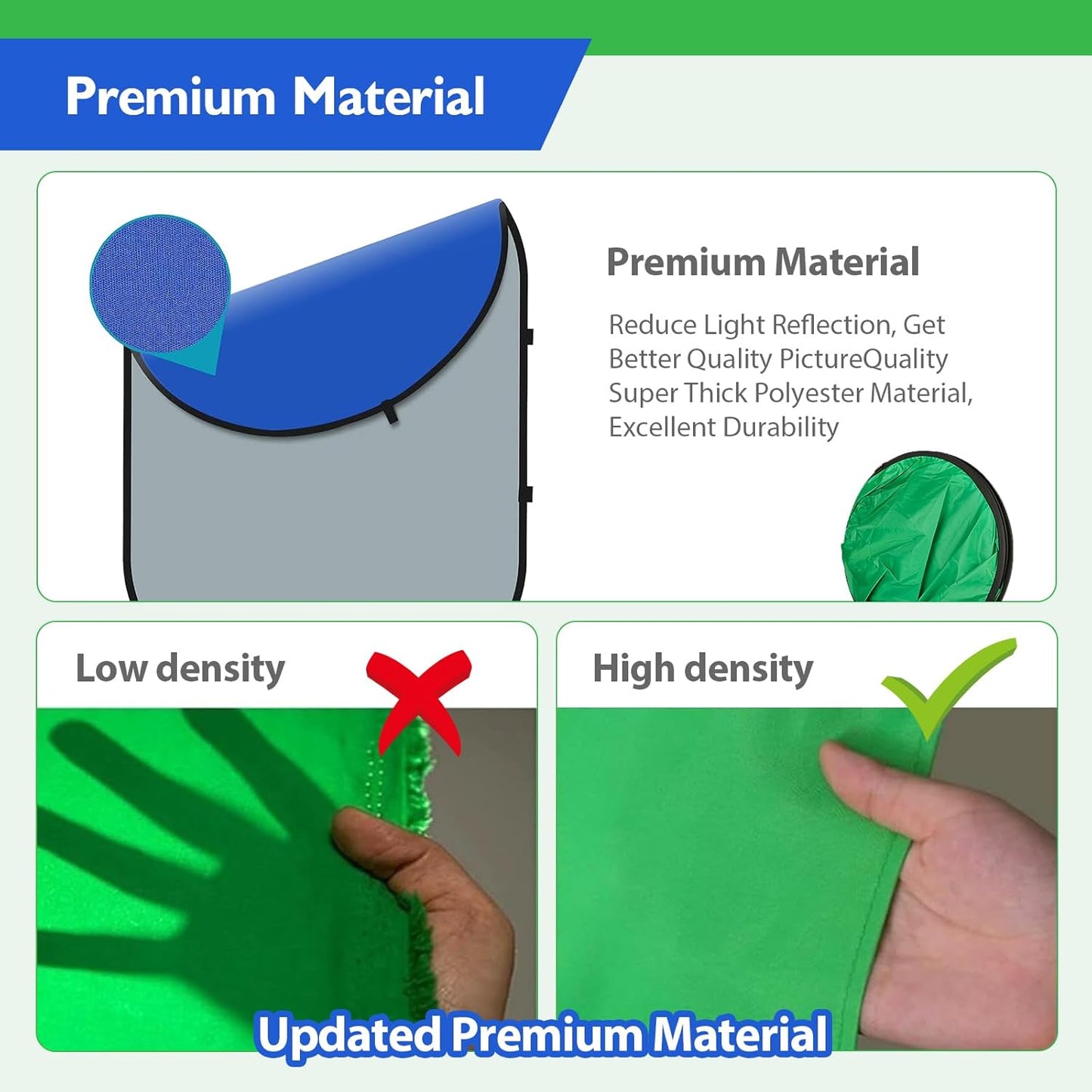 Portable Green Screen Backdrop with Stand,Foldable 5x7ft Chromakey Blue&Green Screen 2 in 1 Pop Up Collapsible Backdrop for Photo and Video Shooting,Gaming (Green & Blue)