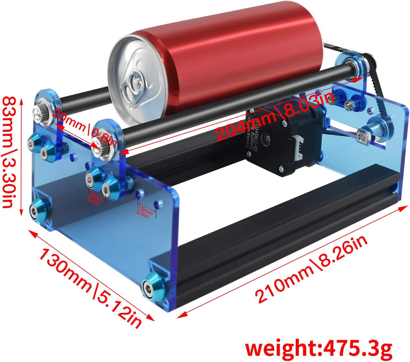 Twotrees Rotary Roller Y Axis Rotary Roller Engraving Module for Engraving Cylindrical Items, 360° Rotating Engraving, Compatible with Most Engraver
