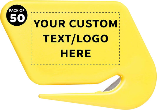 Custom Translucent Plastic Letter Openers Set of 50, Personalized Bulk Pack - Perfect for Home or Office - Yellow
