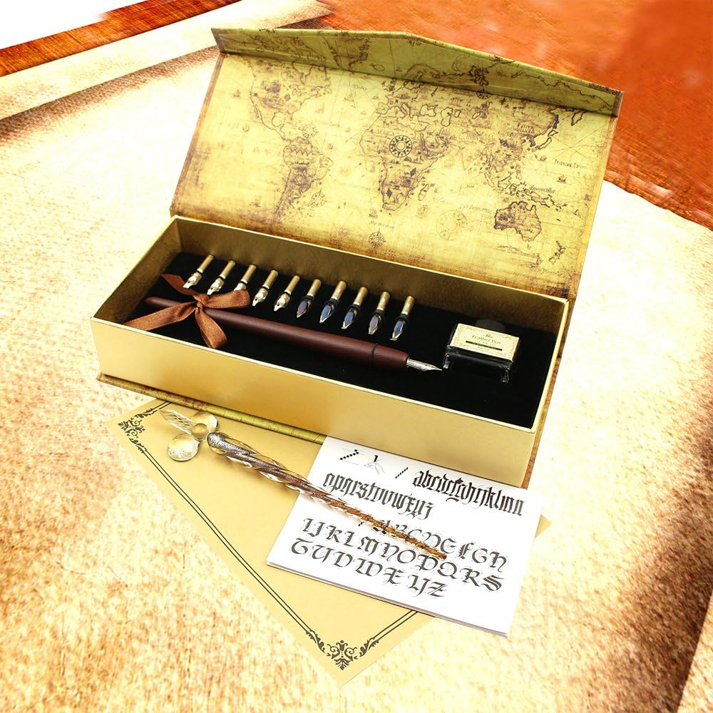 Calligraphy Pen Set - 15-Piece Kit - Glass Pen - 11 Nib & 1 Ink Set