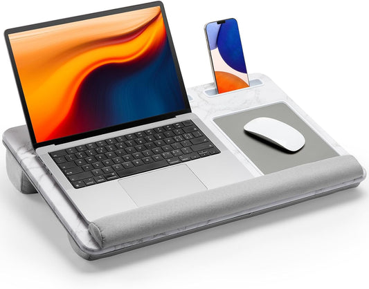 HUANUO Lap Desk - Fits up to 17 inches Laptop Desk, Built in Mouse Pad & Wrist Pad for Notebook, Laptop, Tablet, Laptop Stand with Tablet, Pen & Phone Holder, Marbling