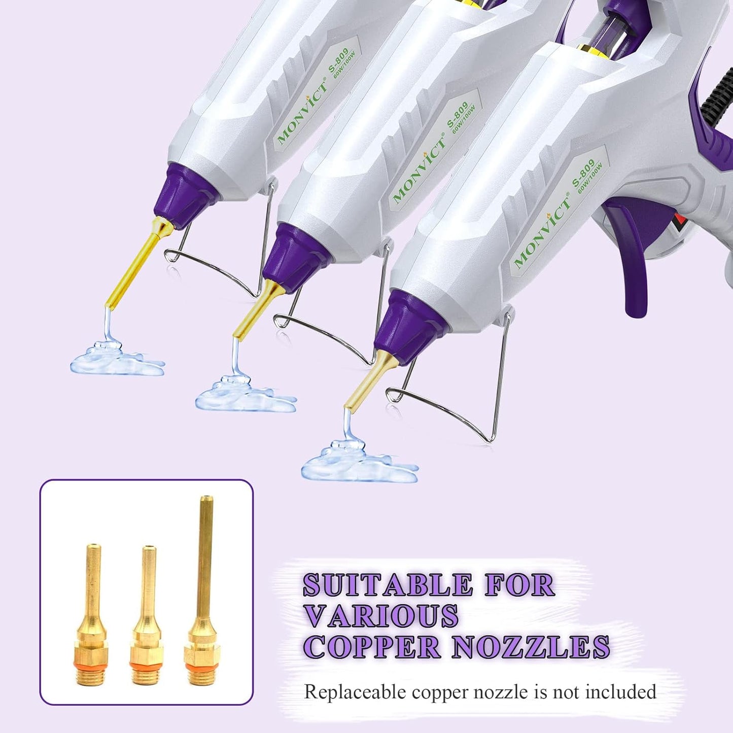 Full Size Hot Glue Gun, MONVICT Dual Temp Glue Gun 60/100W Base Stand Heavy Duty Melt Glue Gun Kit with 15 Pcs Glue Sticks & 3 Finger Protectors for Sealing Wax, Quick Repairs, DIY, Art & Crafts