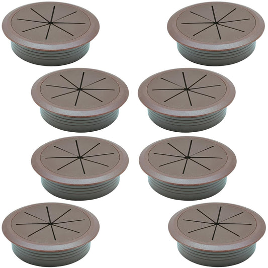 Desk Grommet 2" (50 mm), Desk Hole Cover for Cables Coffee, Cable Grommet ABS Plastic, Desk Hole Grommet for Office and Home Table Cable, Detachable & Flexible Cable Cord Organizer-8 Pcs