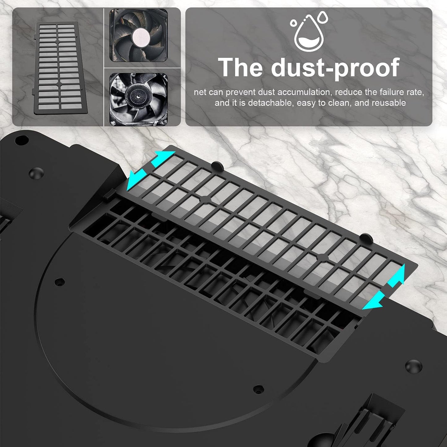 GT500 Powerful Turbo-Fan (5000 RPM) Laptop Cooling Pad with Infinitely Variable Speed,Seal Foam for Rapid Cooling Gaming Laptop,13-17.3inch Laptop Cooler with 3-Port USB Hub