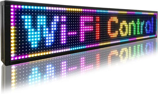 P6 Outdoor Full Color 40 x 18 Inches Led Sign WiFi Programmable with High Resolution Scrolling Texts, Colorful Images and Videos - USB Connection Available