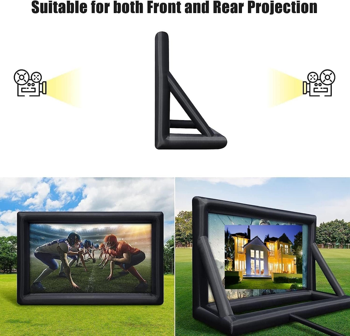 PioneerWorks 14 FT Inflatable Projector Screen， Outdoor Movie Screen Blow Up for Movie Parties Backyard Outside with Air Blower and Carry Bag, Front and Rear Projection