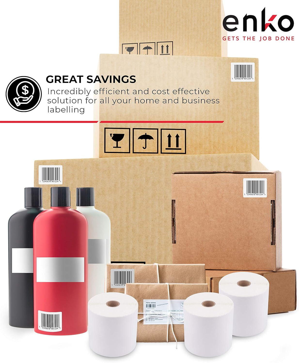 enKo (18 Rolls, 8,100 Labels) 4 x 6 Direct Thermal Address & Shipping Labels Compatible for Zebra 2844 ZP-450 ZP-500 ZP-505, Rollo, Eltron, Neatoscan