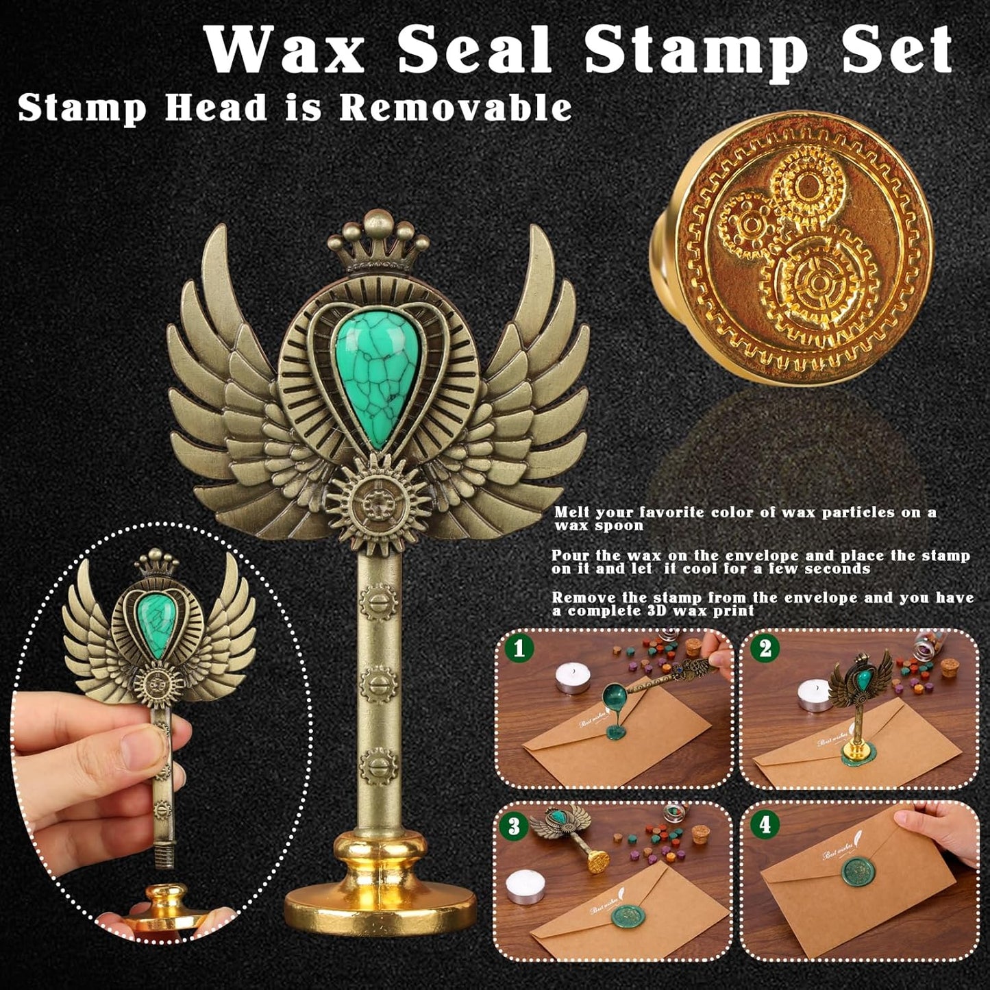 Aifeiter Feather Quill Pen Ink Set - Calligraphy Set, Wax Seal Stamp, Purple Ink, Beautiful Gift, Christmas Gifts