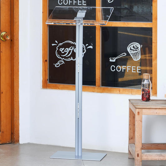 Acrylic Podium Stand Speaking Podium 17.7''x12.5''x43.6'' Pulpits for Churches Lecterns Design for Lecture Recital Speech Presentation Podium Stand for Restaurant Wedding Office Classroom
