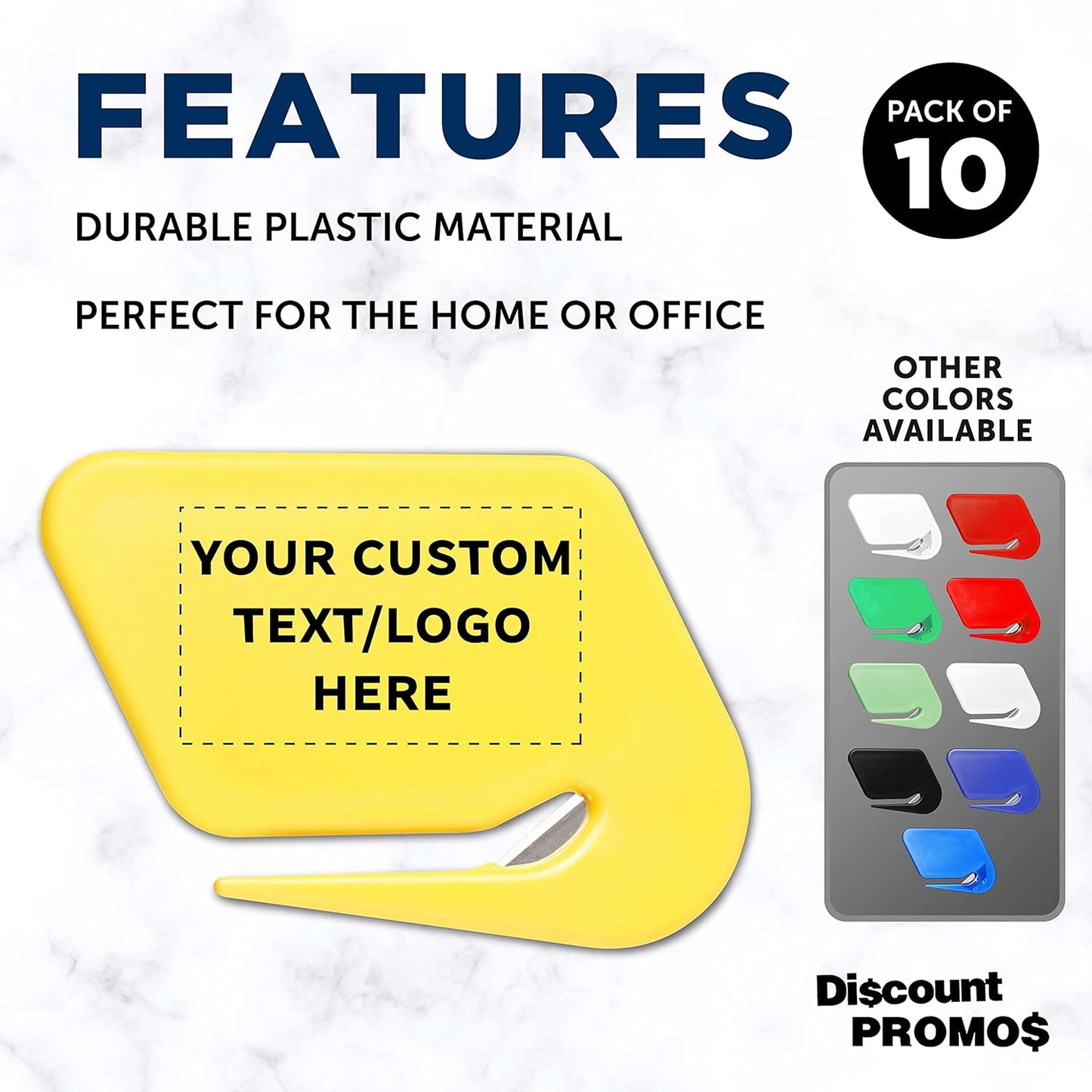 Custom Translucent Plastic Letter Openers Set of 10, Personalized Bulk Pack - Perfect for Home or Office - Yellow