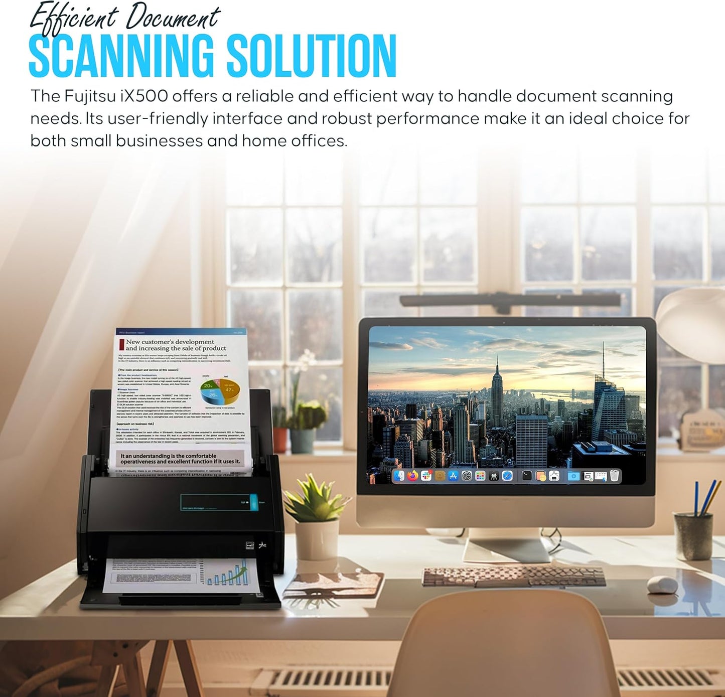 IX500 Fujitsu Scansnap Receipt Scanner for Mac & PC - USB High Speed Cloud Enabled Document, Photo Scanners - ADF with Duplex Scanning - Comes with 16v, USB 3.0 Cable (Renewed)