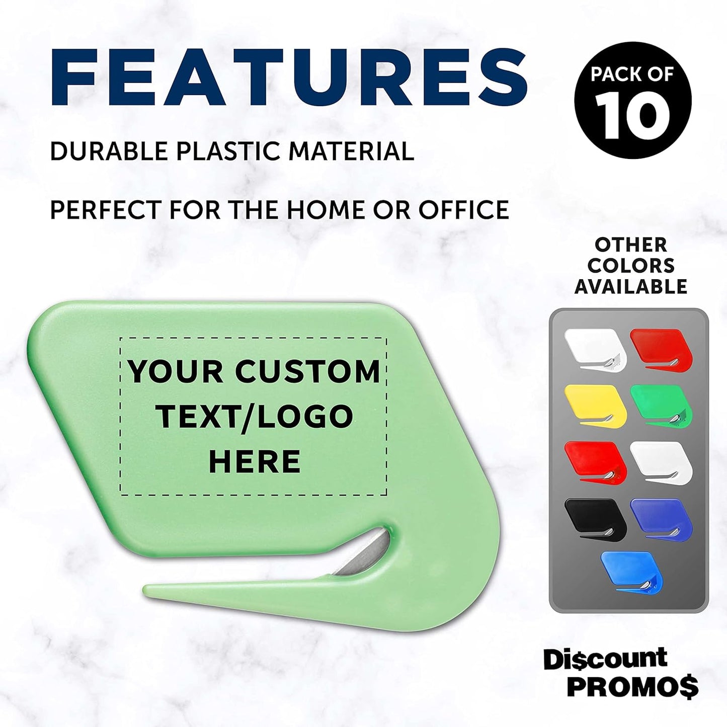 Custom Translucent Plastic Letter Openers Set of 10, Personalized Bulk Pack - Perfect for Home or Office - Green