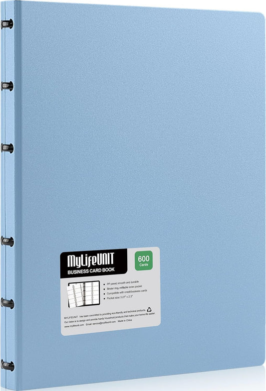 MyLifeUNIT Business Card Book, Name Card Holder Book with 600 Business Cards Capacity, Credit Card Book File Storage (Light Blue)