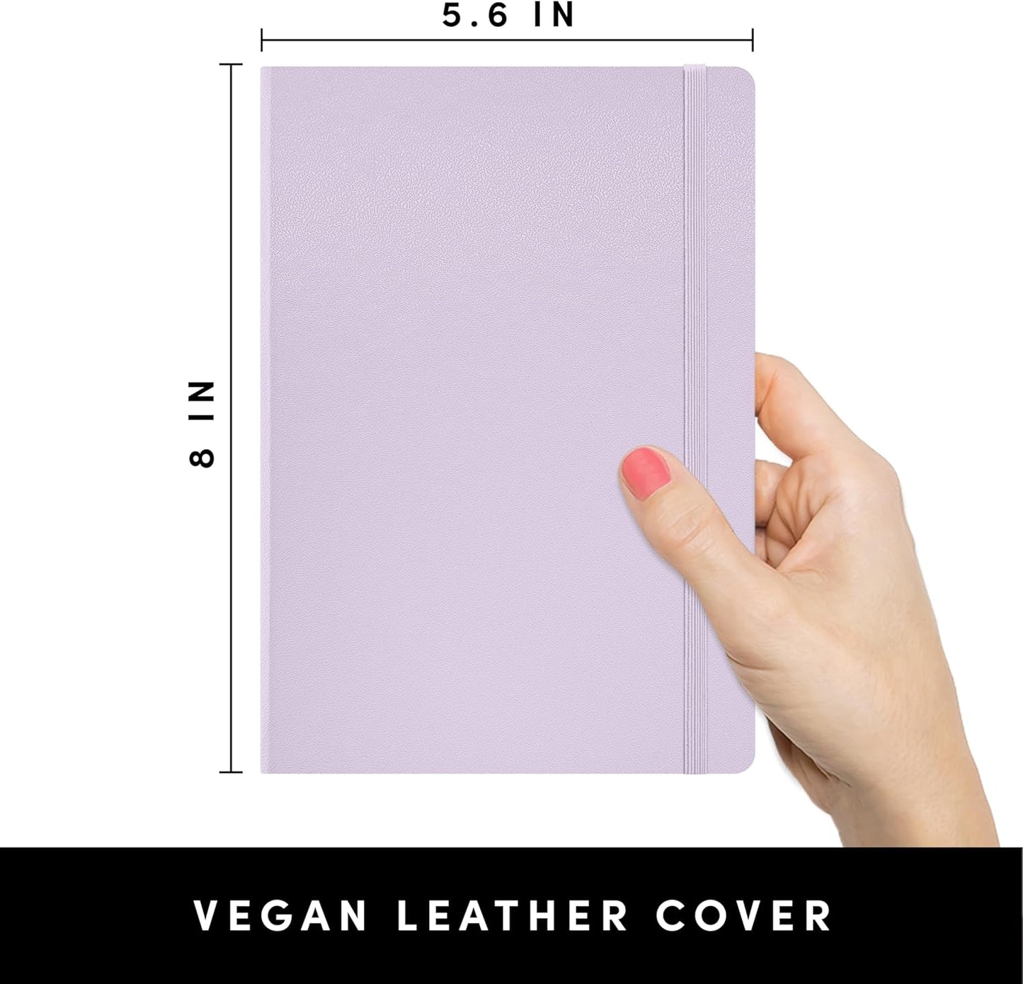 PAPERAGE Blank Journal Notebook, (Lavender), 160 Pages, Medium 5.6 in x 8 in - 100 GSM Thick Paper – Hardcover Journaling Notebook for Work, School, Note Taking or Sketching