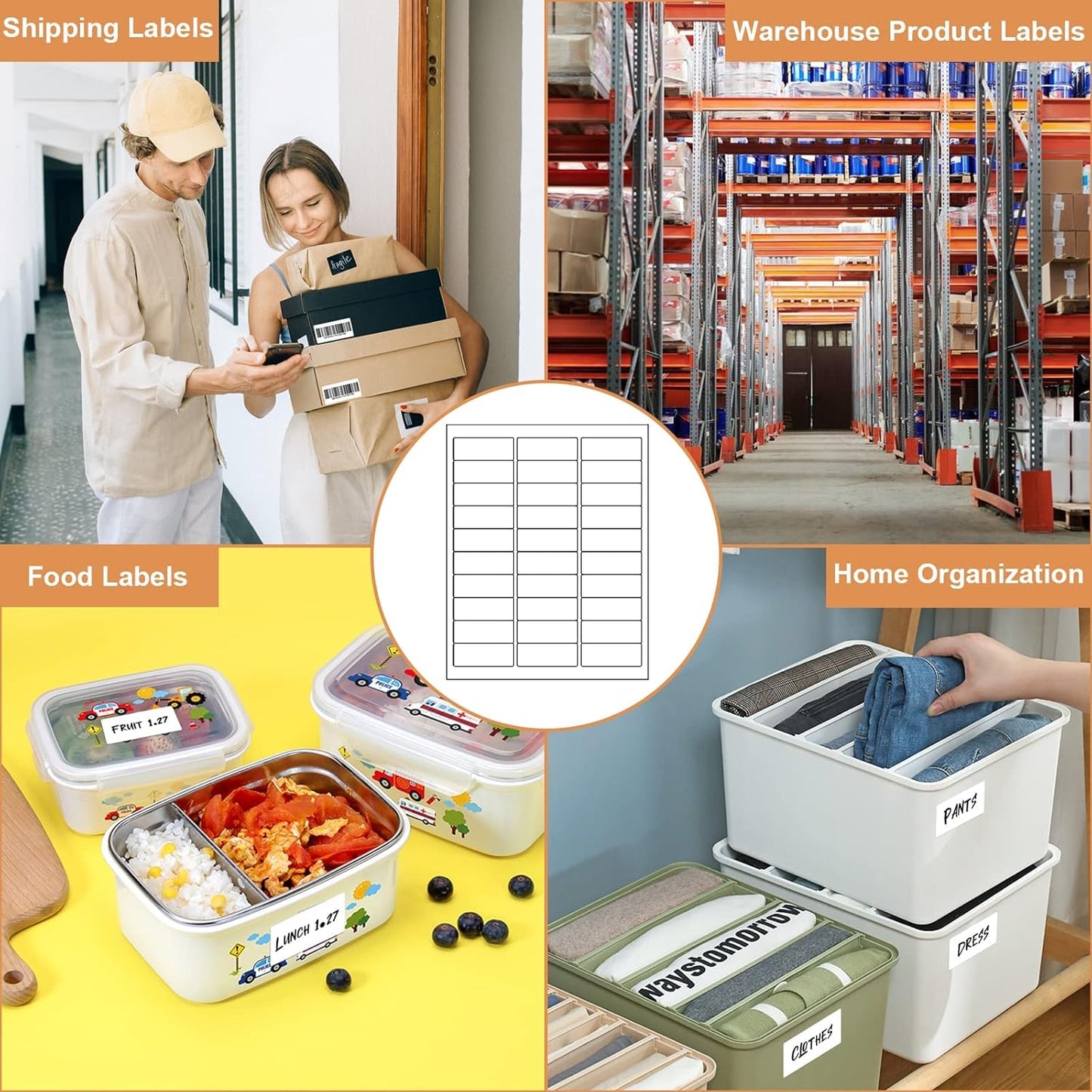 1" X 2-5/8" 30 Up Mailing Labels for Laser/Inkjet Printer,Address Labels,Thermal Labels for Printer,Shipping Mailing Labels (500 Sheets - 15000 Labels)