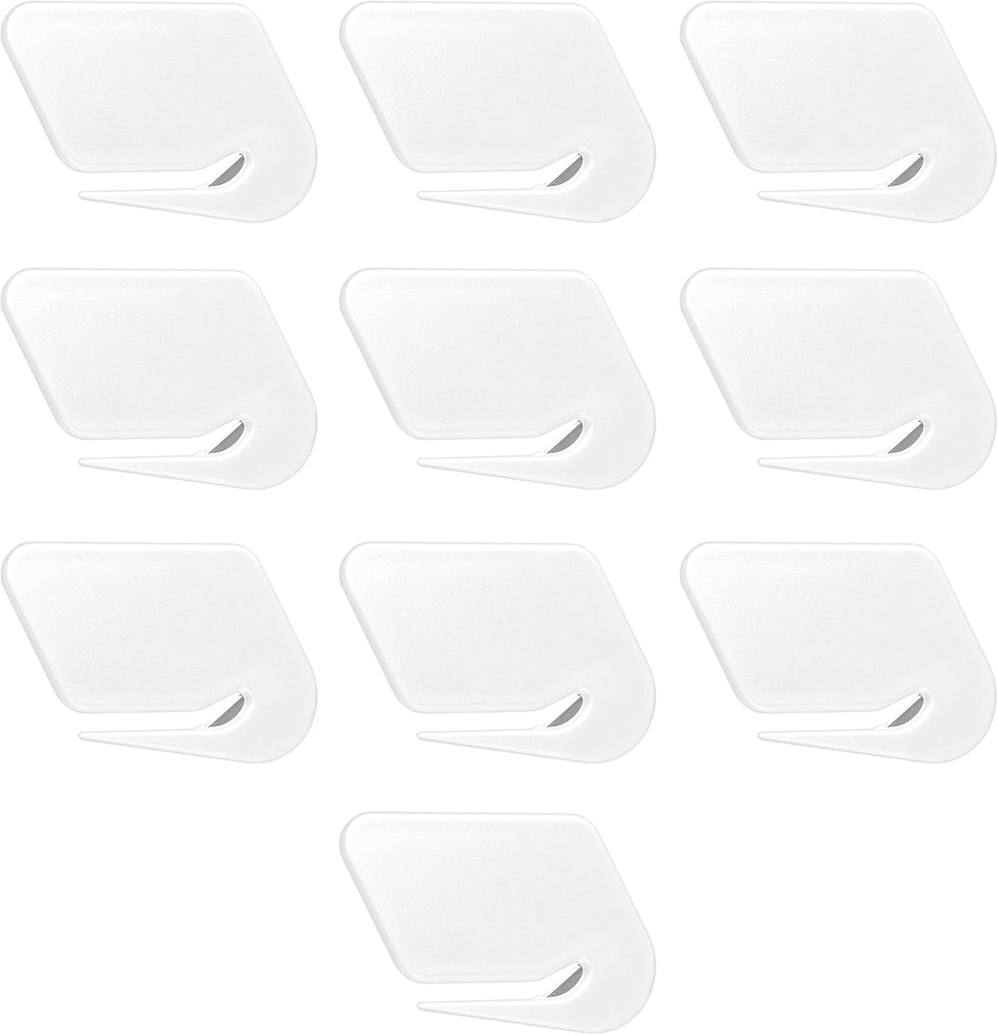 Translucent Plastic Letter Openers Set of 10, Bulk Pack - Perfect for Home or Office - White