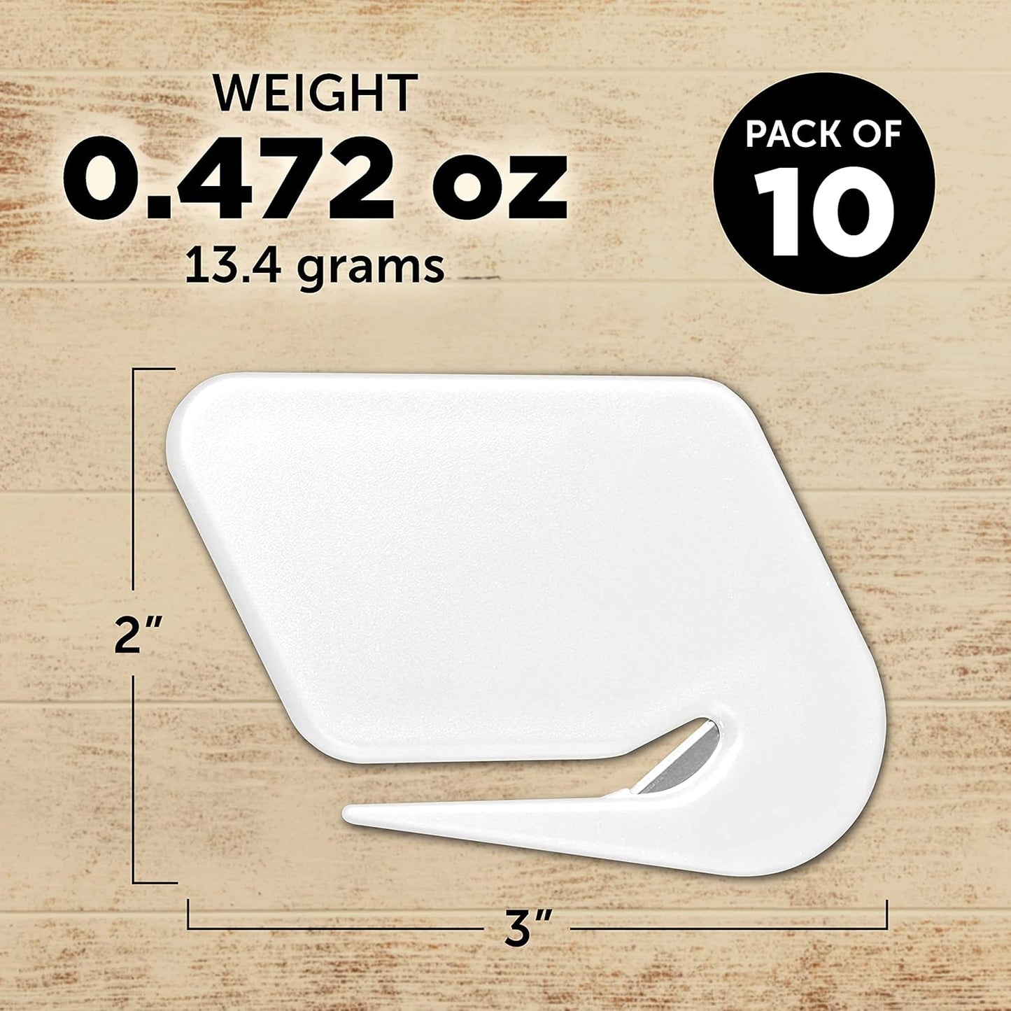 Translucent Plastic Letter Openers Set of 10, Bulk Pack - Perfect for Home or Office - White