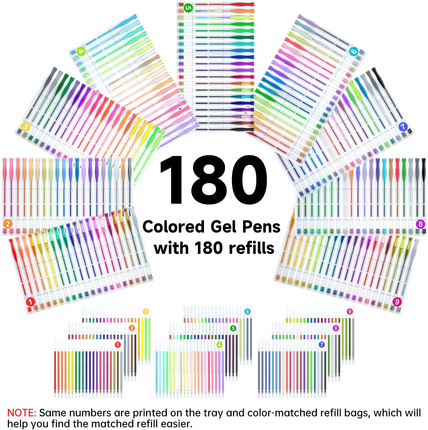 Shuttle Art 360 Pack Gel Pens Set, 180 Colors Gel Pen Set Plus 180 Color Refills Perfect for Adult Coloring Books Doodling Drawing Art Markers