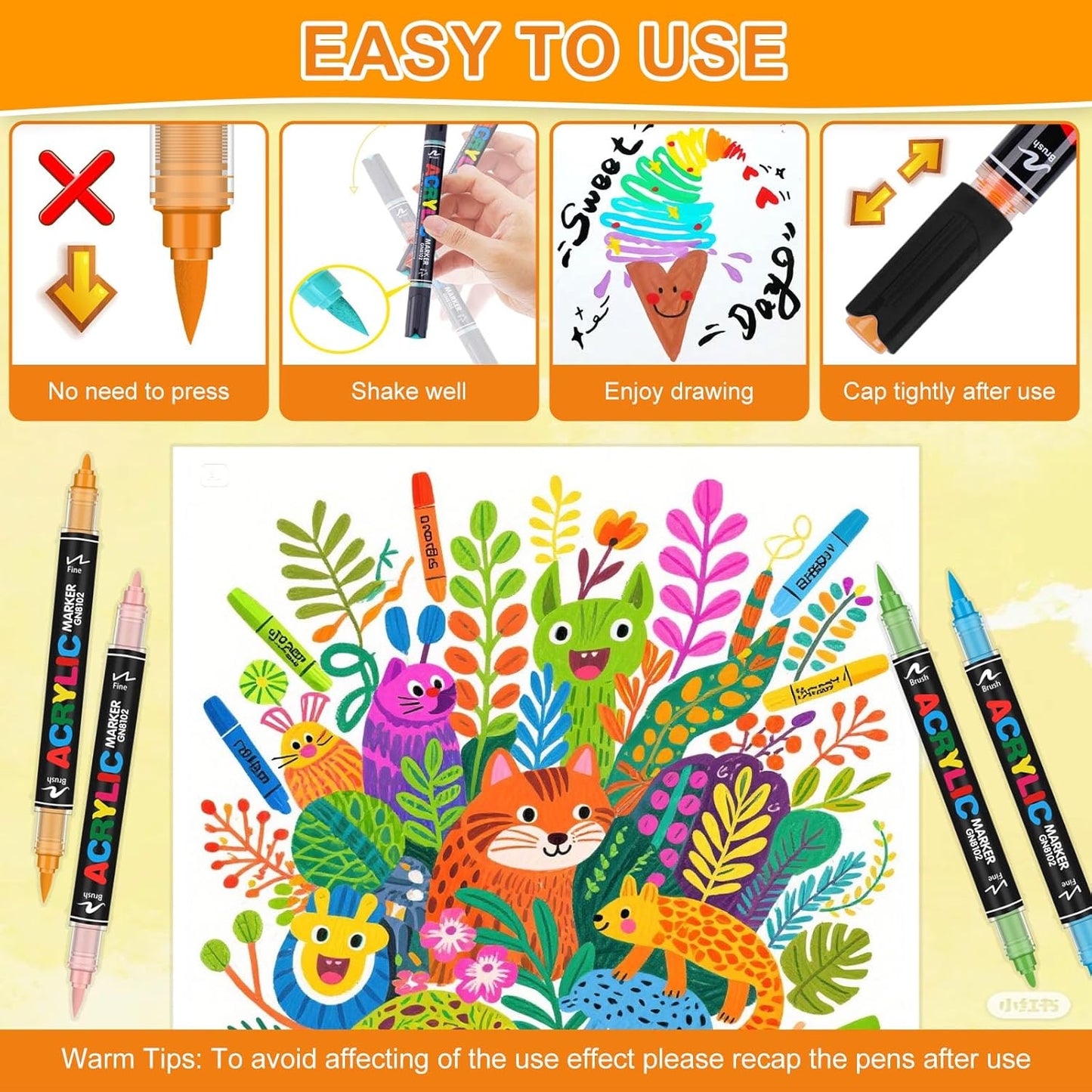 84 Colors Dual Tip Acrylic Paint Pens, 0.5-5MM Brush Tip & 1 MM Fine Tip Acrylic Paint Markers for Stone, Glass, Canvas, Rocks, Wood & More – Vibrant paint Markers and PAINT PENS for Crafting & DIY