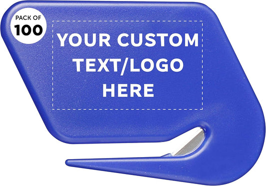 Custom Translucent Plastic Letter Openers Set of 100, Personalized Bulk Pack - Perfect for Home or Office - Blue