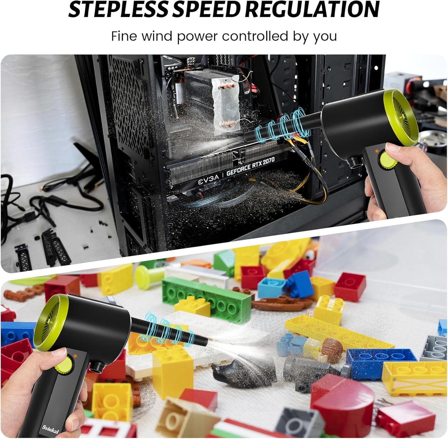 Compressed air Duster Electric, Computer air Blower Gun, air Blower for Computer Keyboard, Cordless air Duster, for Cleaning Camera Toys Greenery Computer Keyboard, etc（Brushless Motor）