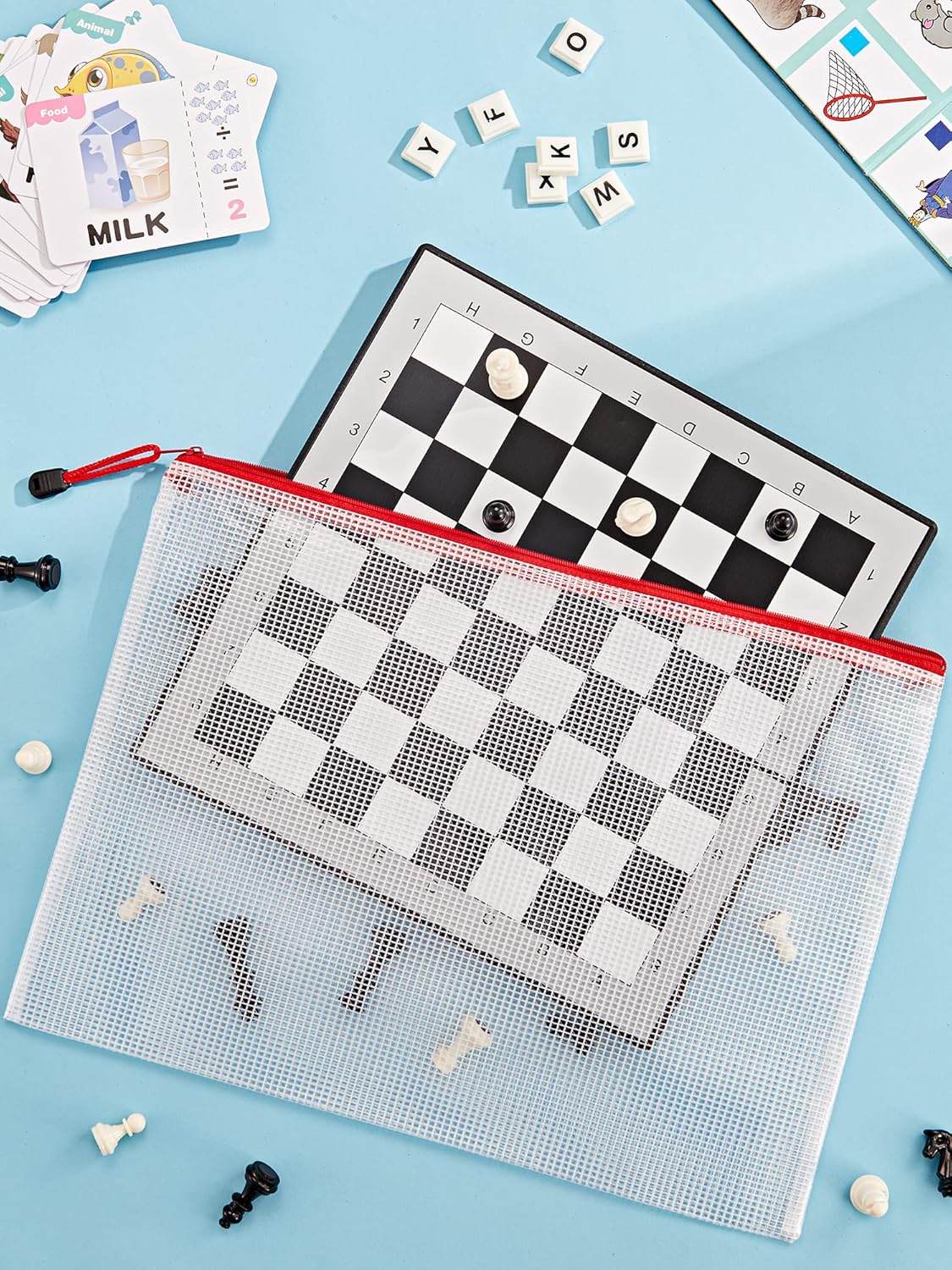 JARLINK 18 Pack 8 Sizes Mesh Pouch, 9 Colors, Waterproof Zipper Bags Document Multipurpose Travel Bags for Office, School, Board Game, Puzzles, Cosmetics, Travel Accessories, and Home Organization