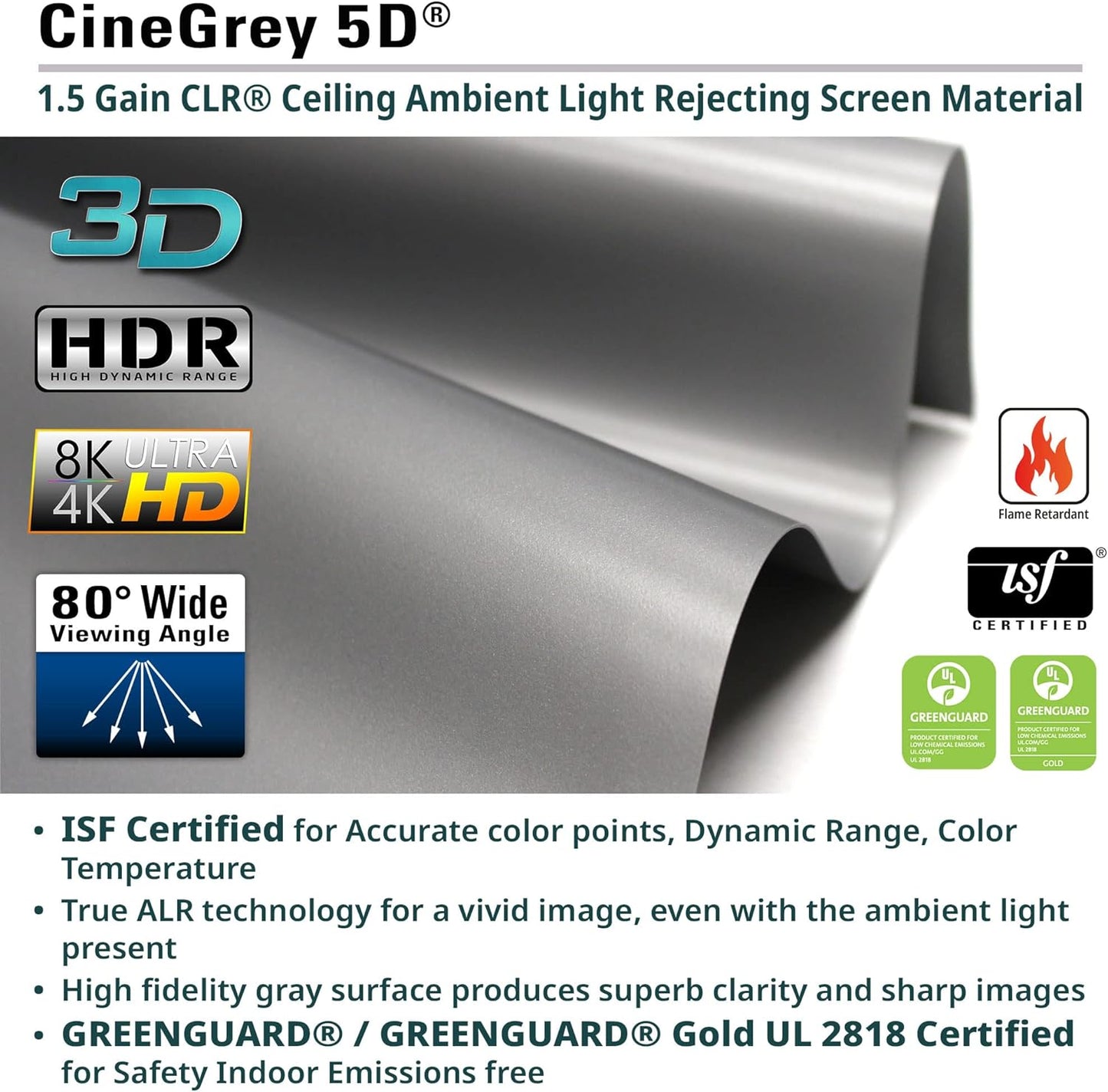 Elite Screens ALR/CLR QuickStand 5-Second Tab-Tension C5D, 145-inch Diag. 16:9, Manual Pull Up Projector Screen, ISF Material Ceiling Ambient Light Rejecting Movie 8K 4K Home Theater, QS145HT-C5D