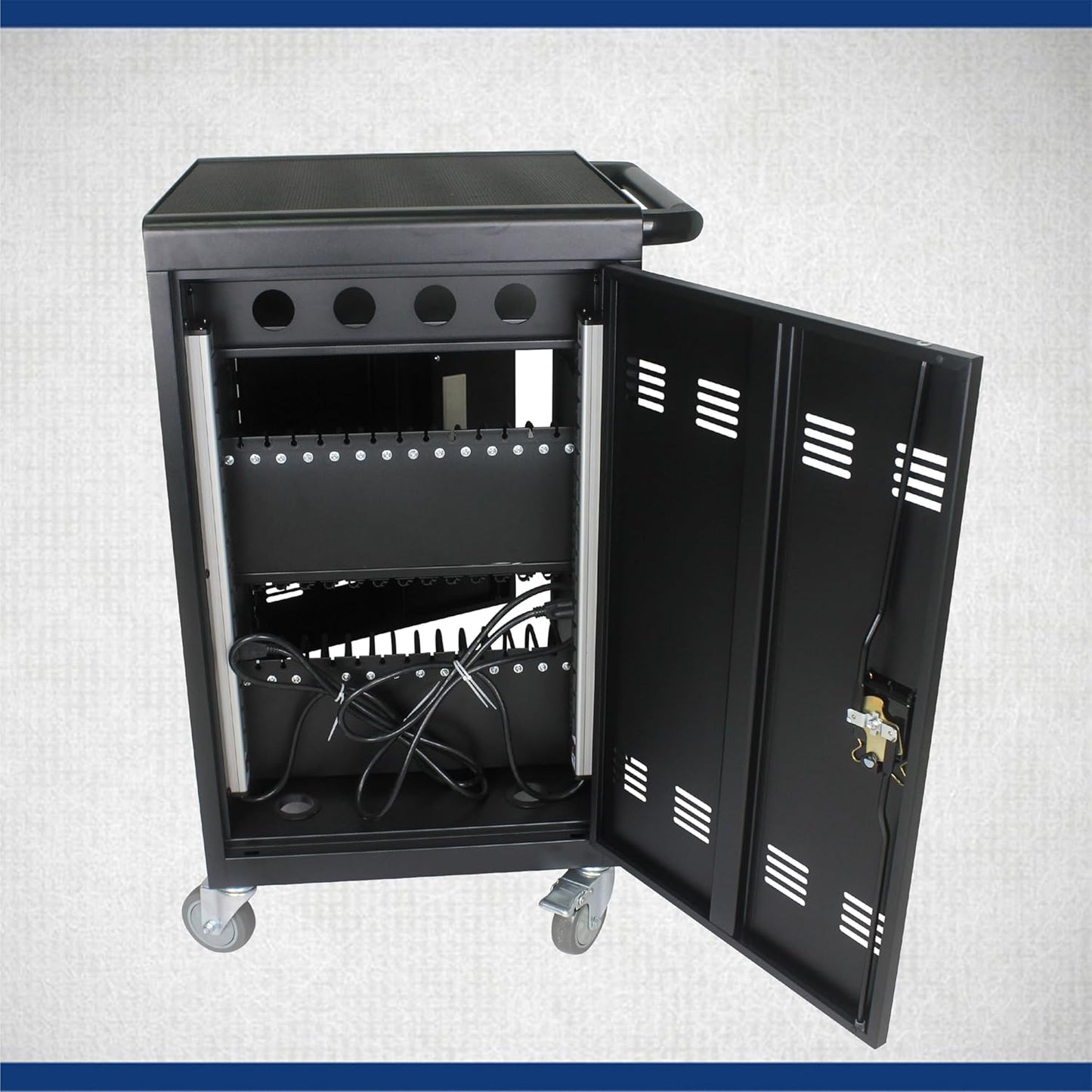 32 Device Mobile Charging Station for Laptops/Tablets/iPads/Chromebooks,32 Bay Lockable Charging Cabinet with Cable Management & Power Strip Included, Laptop & Tablet Storage Carts,Combination Lock