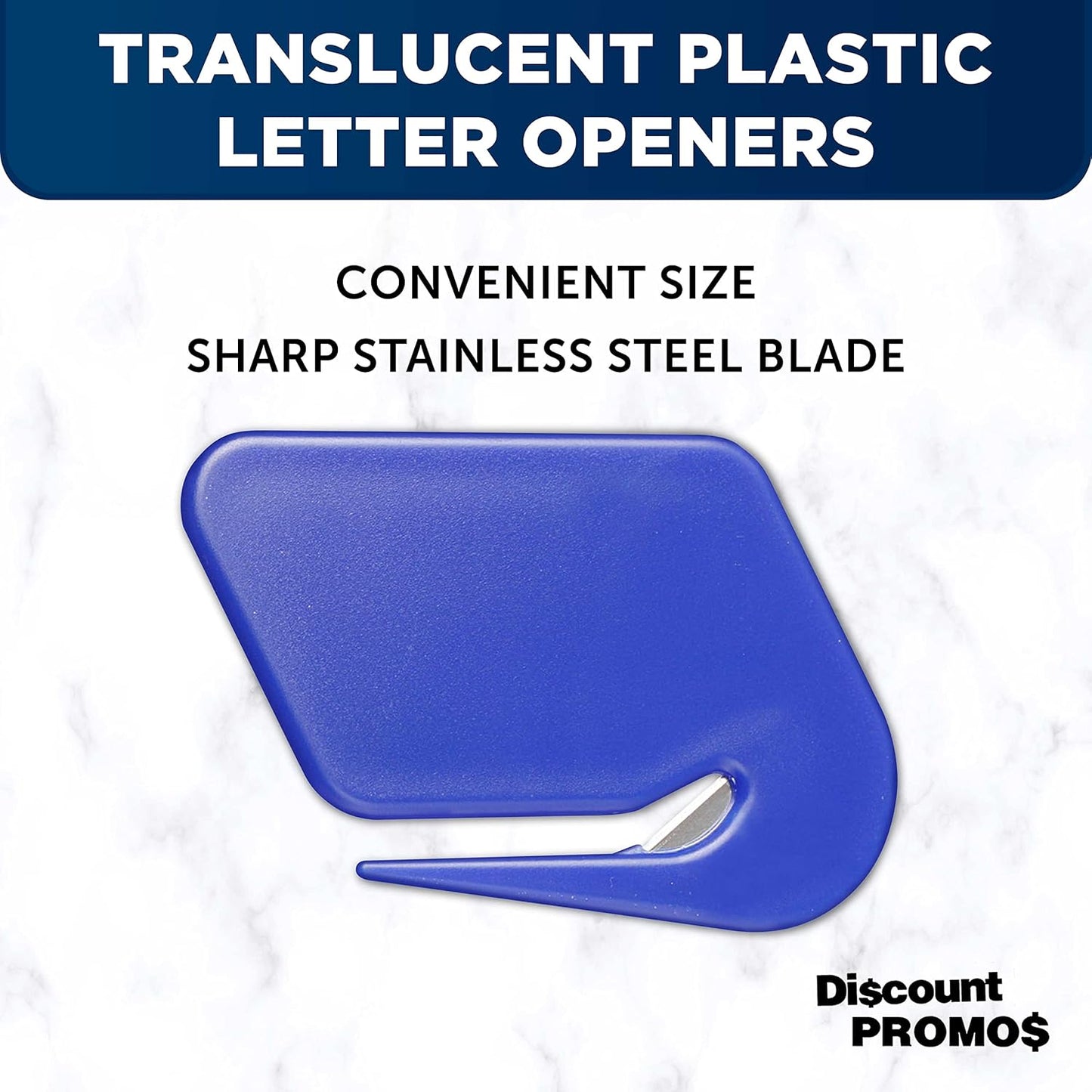 Translucent Plastic Letter Openers Set of 10, Bulk Pack - Perfect for Home or Office - Blue