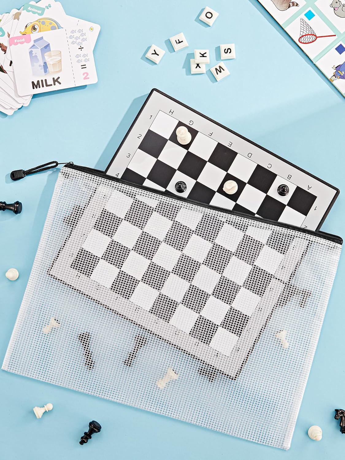 JARLINK 18 Pack 8 Sizes Mesh Pouch, Waterproof Zipper File Bags Document Multipurpose Travel Bags for Office, School, Board Game, Puzzles, Cosmetics, Travel Accessories, and Home Organize, Black