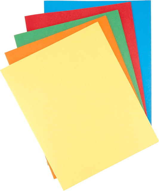 Amazon Basics Twin Pocket File Folders with Fasteners, 25-Pack, Letter, Assorted