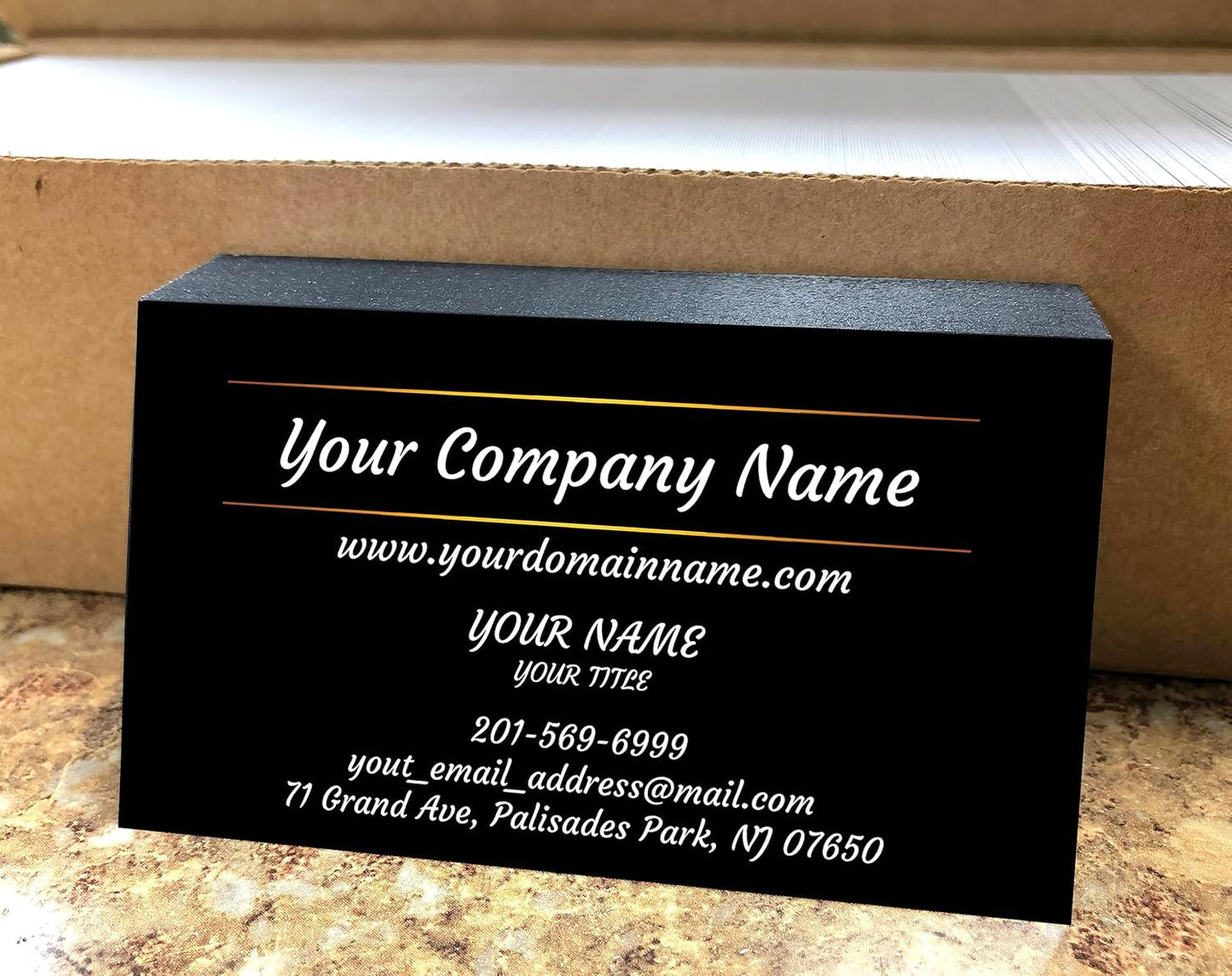 IMPACTONLINEPRINTING, Business Cards 100pcs - Thick Smooth16Pt Paper(350gsm), Black-2sunny Lines