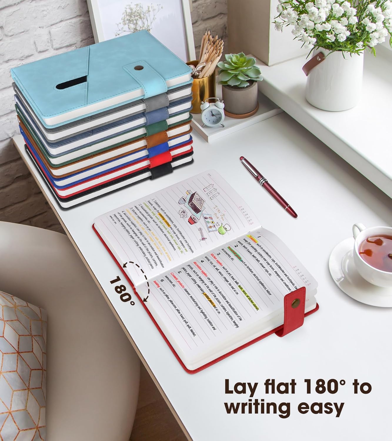 A5 Lined Leather Journal Notebook,Hardcover Journal Set with Pen and Gift Box,100Pages 100gsm Thick Ruled Paper Daily Diary for Men Women School,Travel,Business,Work,Writing 5.9" X 8.4"