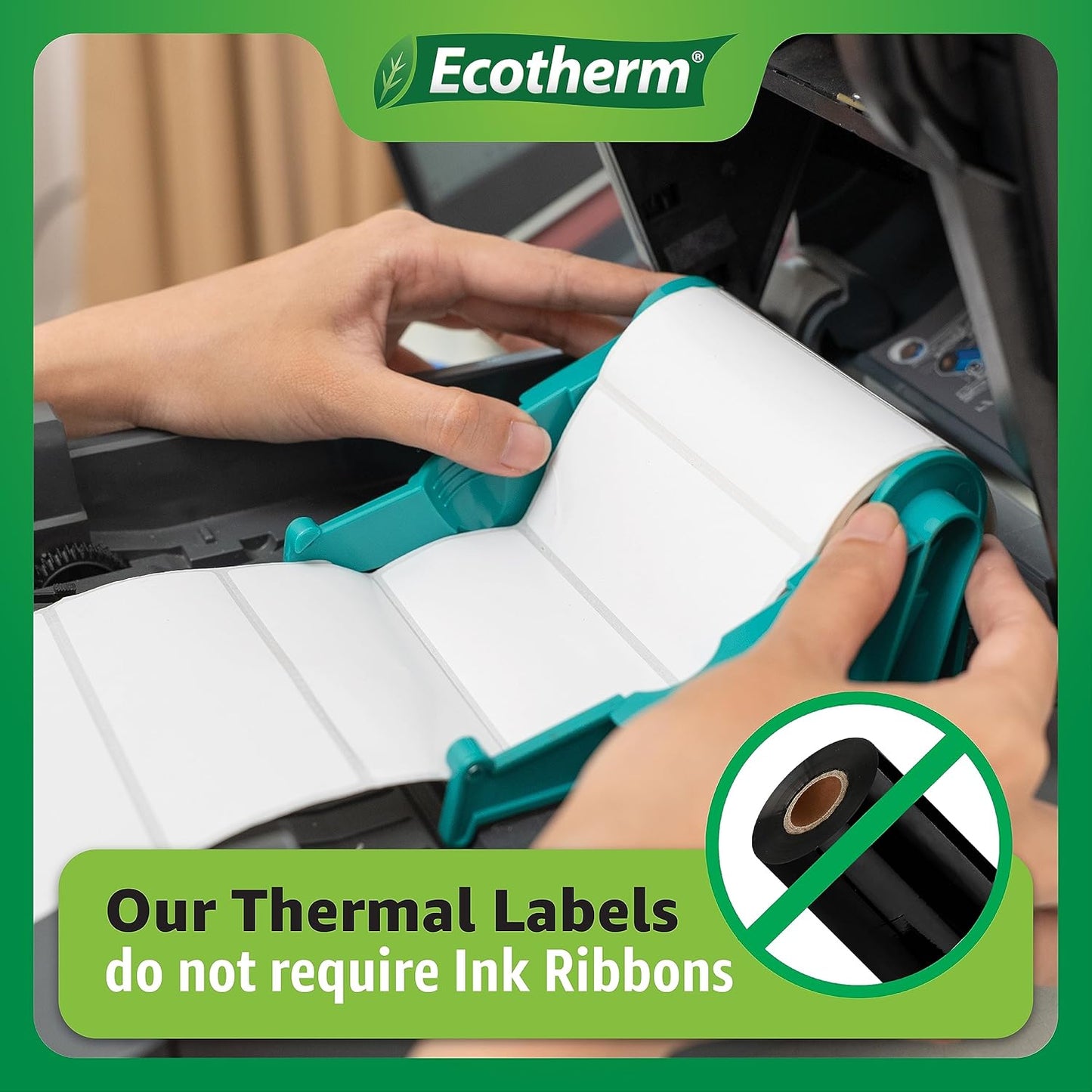 3" x 2" Thermal Labels | 6 Rolls | 7440 Labels | fits Zebra, Munbyn, Rollo, Godex, Arkscan, iDPRT, Offnova Thermal Label Printers and More | Blank White Adhesive Stickers by Ecotherm