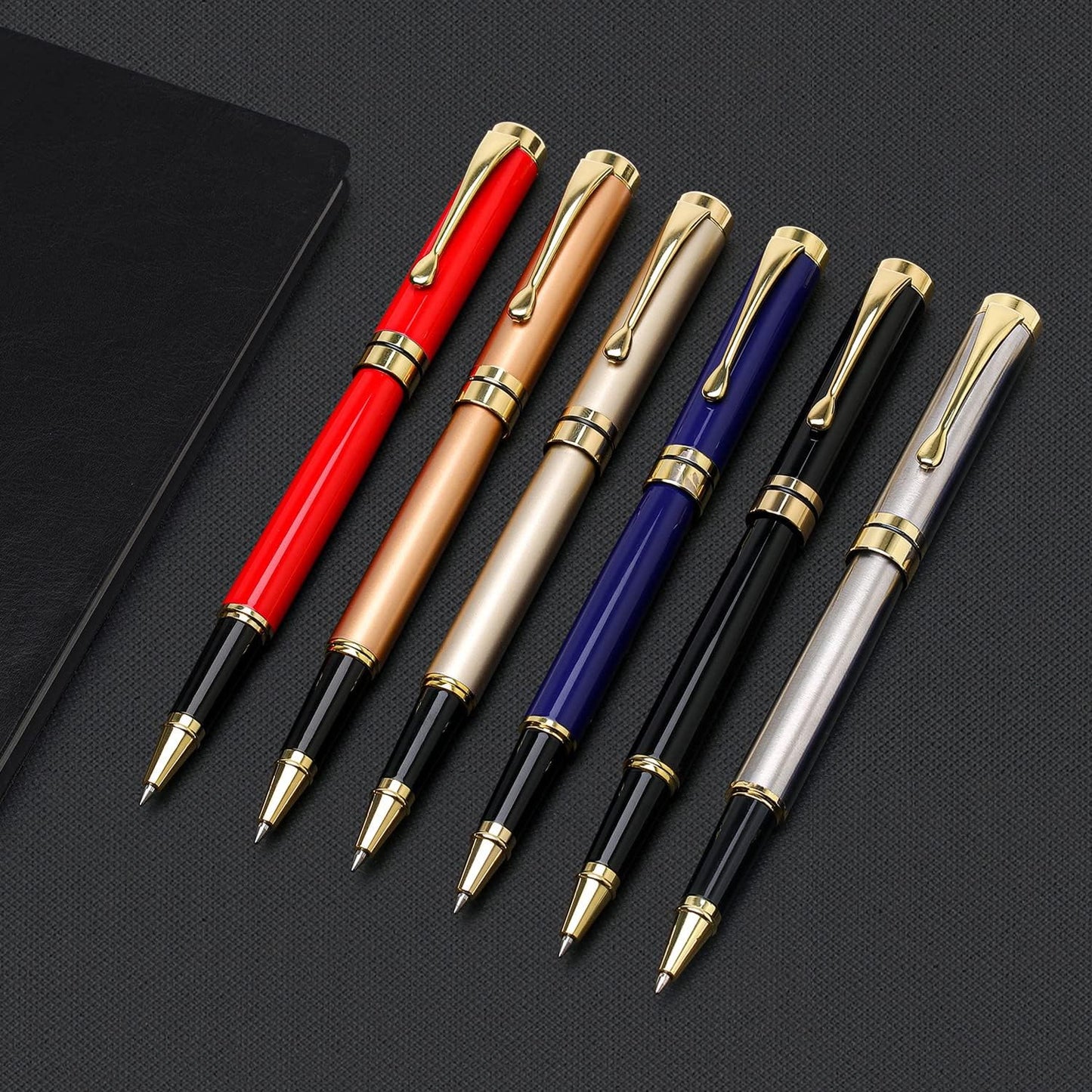 YIVONKA Luxury Ballpoint Pens Best Ball Pen Gift Set for Men & Women Professional Executive Office Nice BallPens Classy Gift Box Ballpoint Black Refill Line width 0.5mm (Silver)
