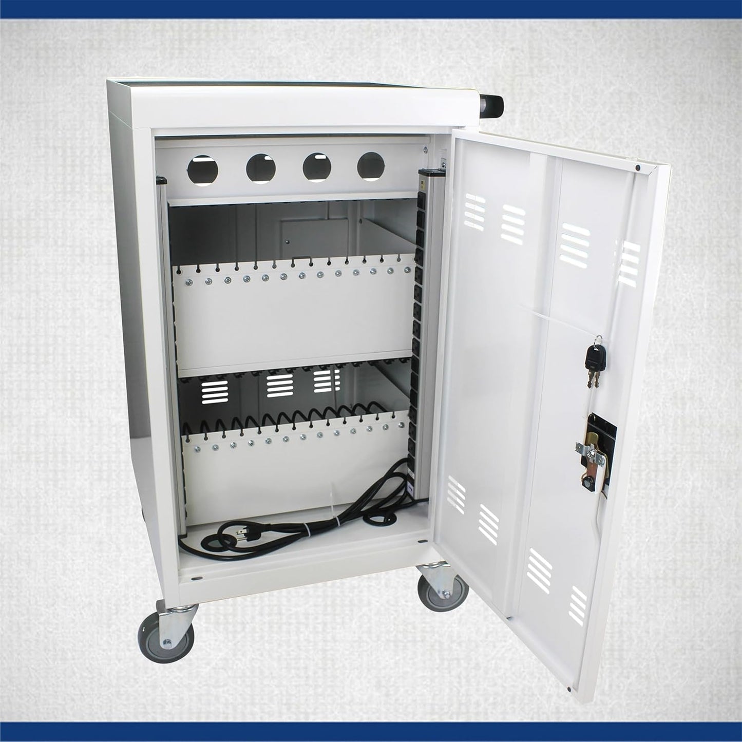 32 Device Mobile Charging Station for Laptops/Tablets/iPads/Chromebooks,32 Bay Lockable Charging Cabinet with Cable Management & Power Strip Included, Laptop & Tablet Storage Carts,Combination Lock