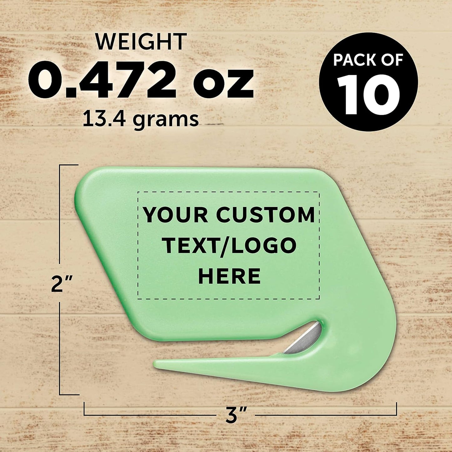 Custom Translucent Plastic Letter Openers Set of 10, Personalized Bulk Pack - Perfect for Home or Office - Green