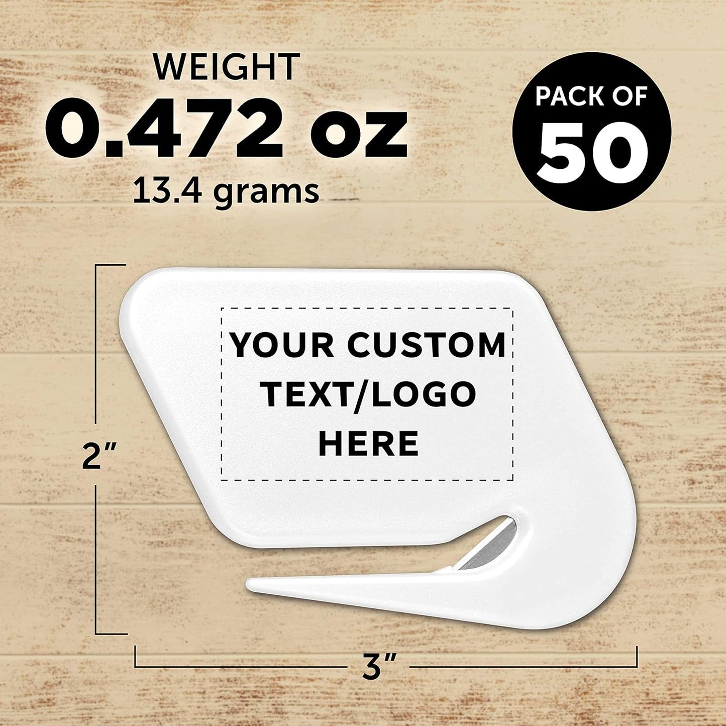 Custom Translucent Plastic Letter Openers Set of 50, Personalized Bulk Pack - Perfect for Home or Office - White