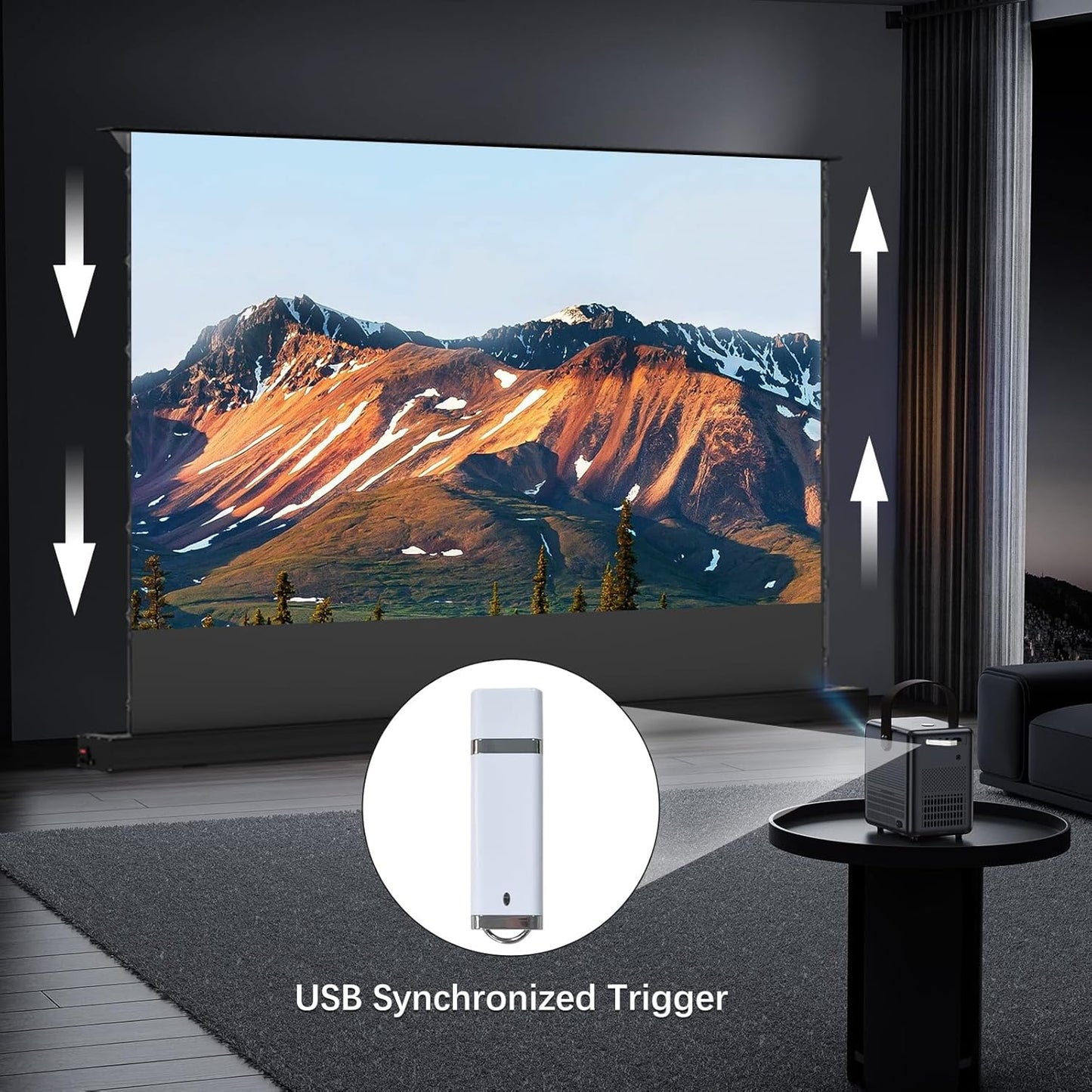 IN&VI Motorized ALR Floor Rising Projector Screen for Long/Standerd Throw Projector,Movie Screen for Home Theater,Motorized Projector Screen 4K/8K Ultra HD Active 3D (120 Inch/16:9)
