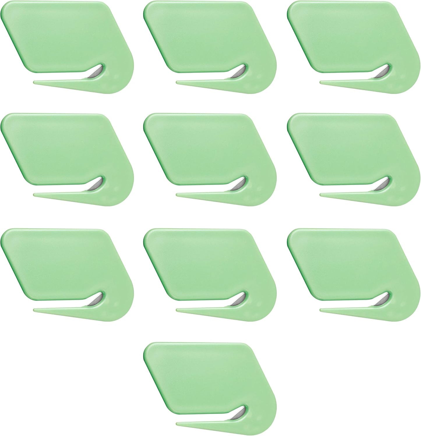 Translucent Plastic Letter Openers Set of 10, Bulk Pack - Perfect for Home or Office - Green