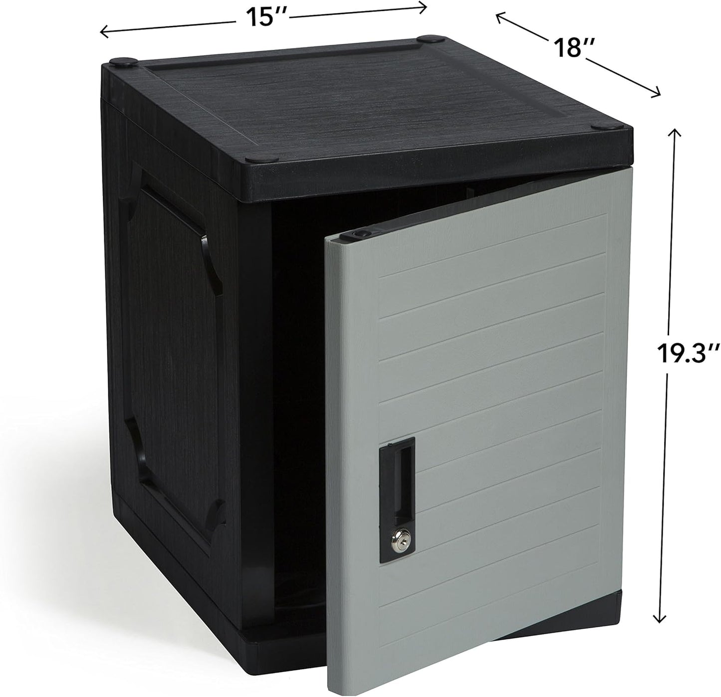 Jink Locker - Lockable Storage Cabinet with Keys, 19” - Great Locking Storage Box Solution for Home, Garage, Office or Outdoor (Gray)