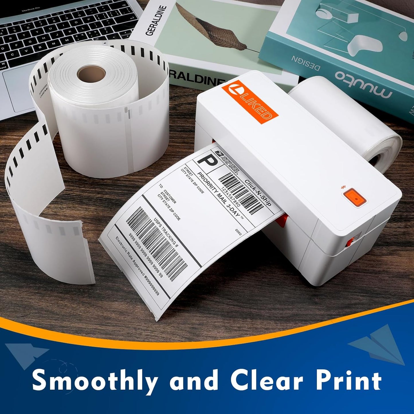 L LIKED 880 PCS 4"x 6" Direct Thermal Labels White Perforated Shipping Label, Compatible with DYMO 4XL 1744907,Zebra, Rollo, Jadens, Nelko, 220 Labels per Roll, 4 Rolls