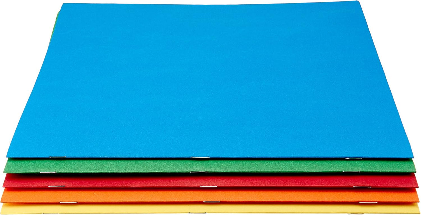 Amazon Basics Twin Pocket File Folders with Fasteners, 25-Pack, Letter, Assorted