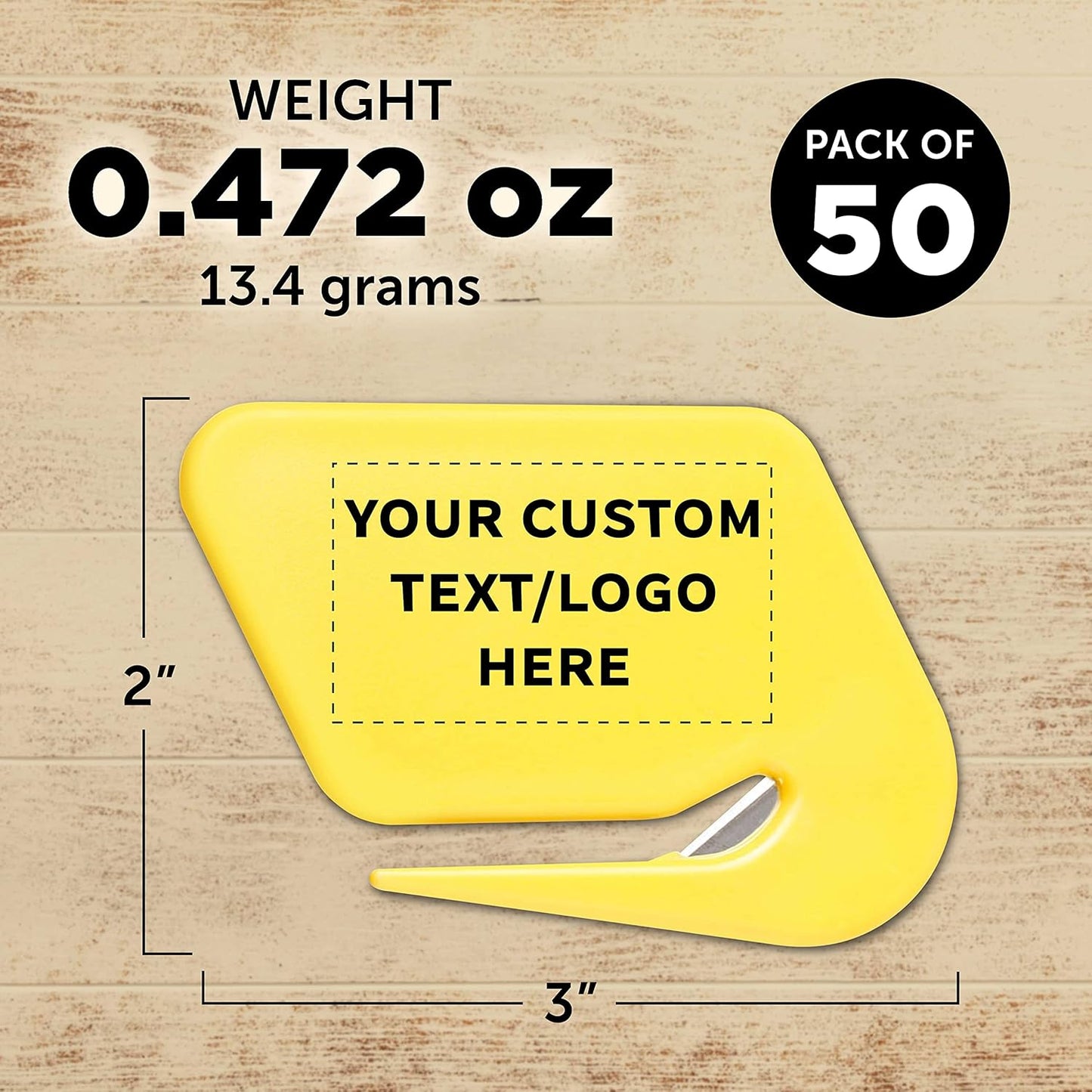 Custom Translucent Plastic Letter Openers Set of 50, Personalized Bulk Pack - Perfect for Home or Office - Yellow