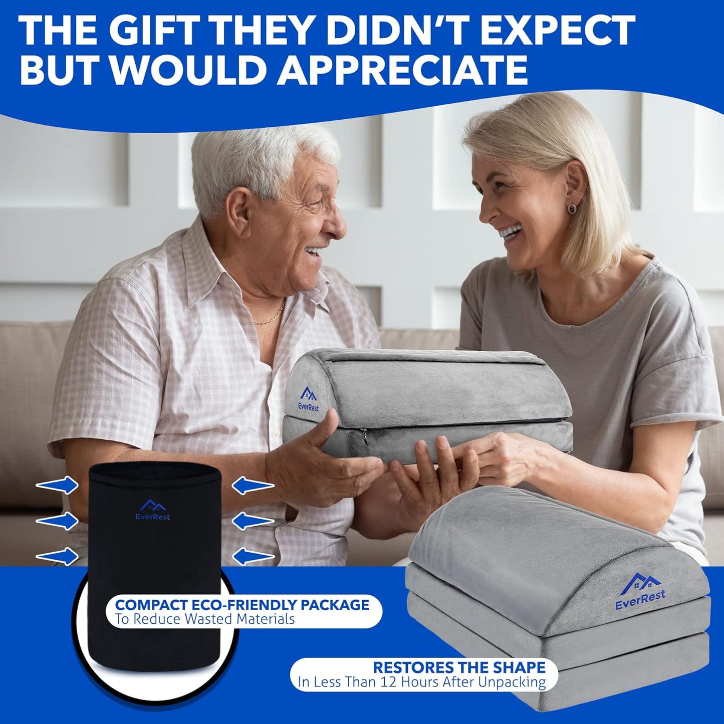 EverRest Under Desk Footrest for Office Use - Warmer Feet, 3 Adjustable Heights - Tall Ergonomic Foot Rest Stool for Gaming Chair, Computer - Leg Support for Work from Home