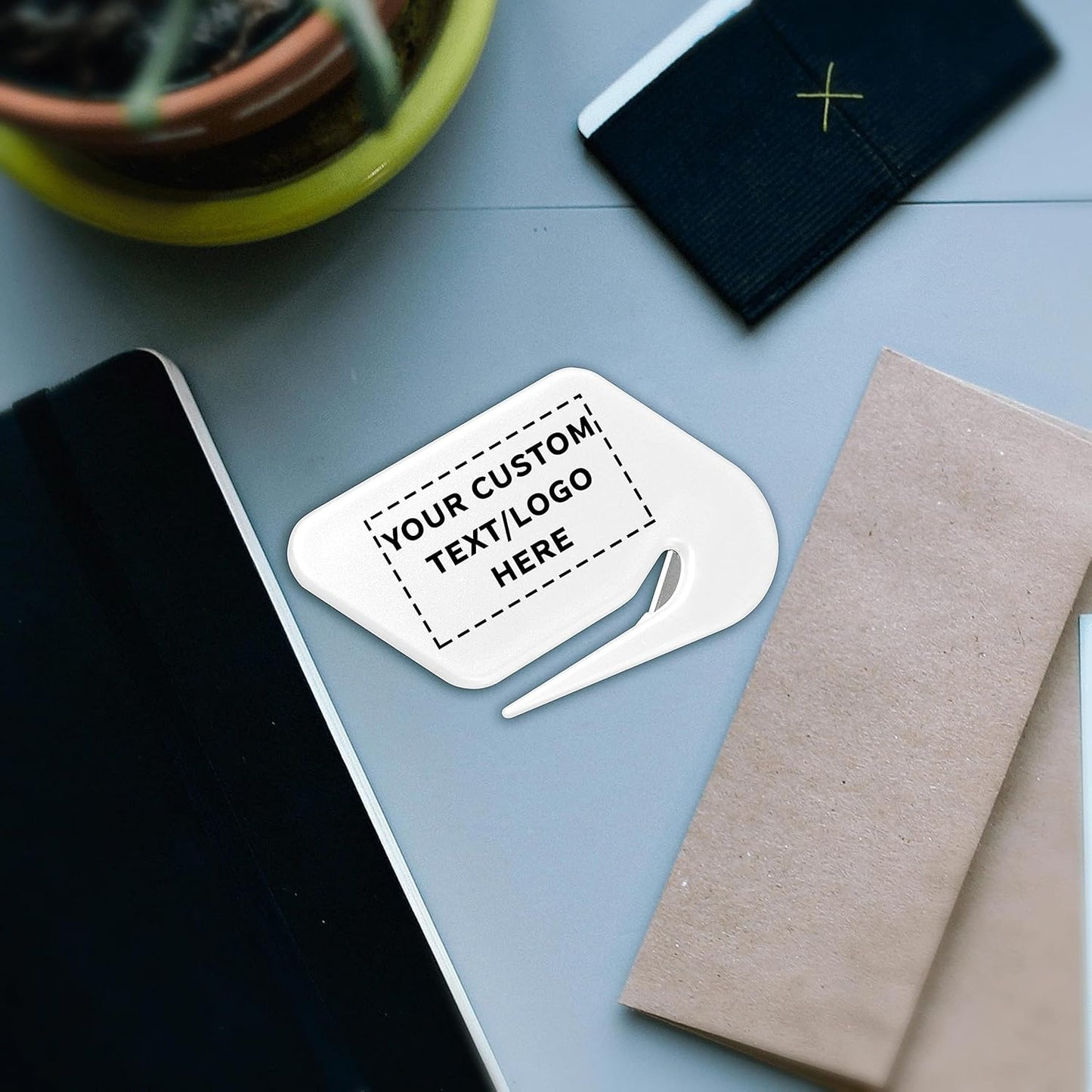 Custom Translucent Plastic Letter Openers Set of 10, Personalized Bulk Pack - Perfect for Home or Office - White