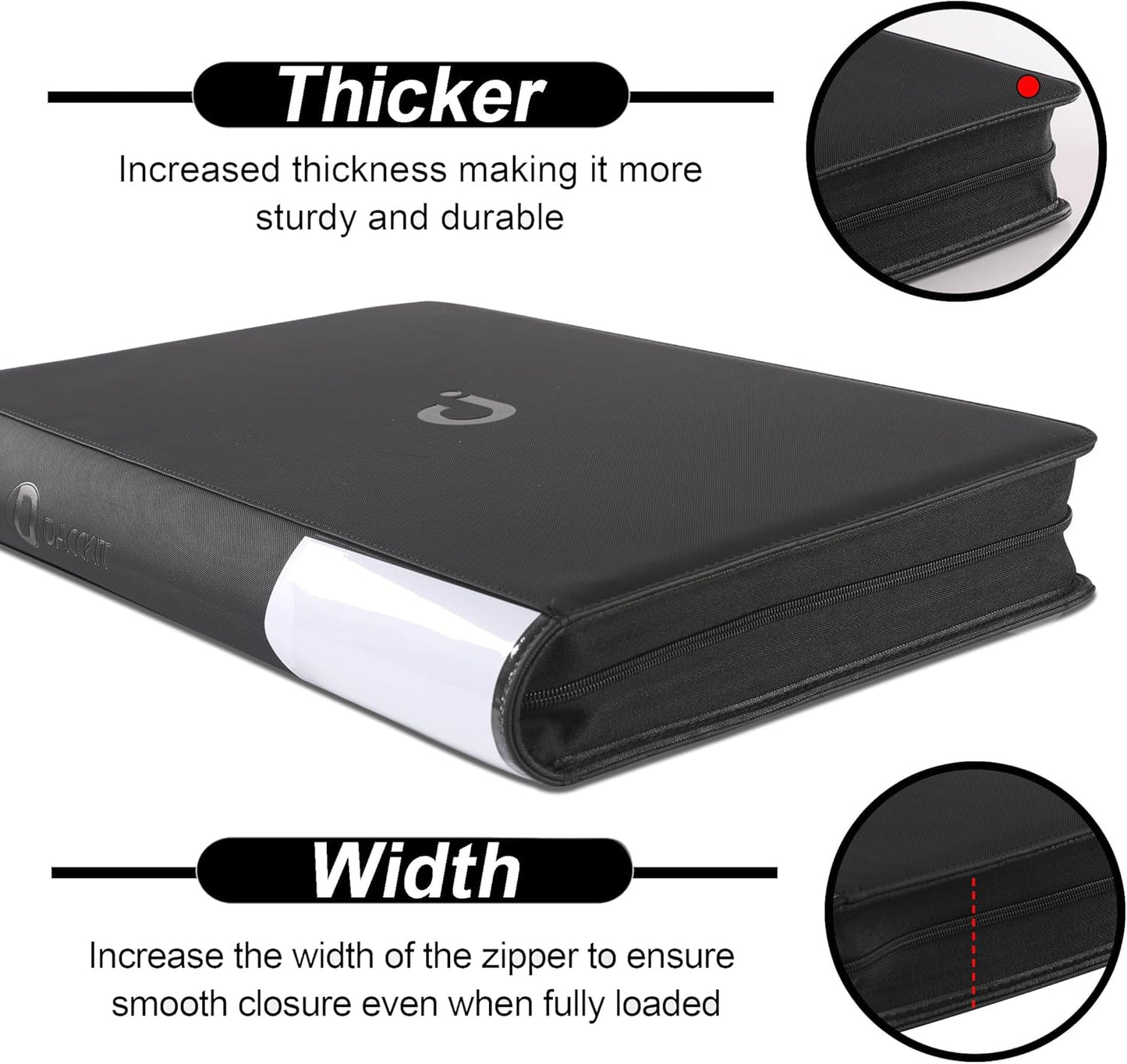 Premium Card Binder 16 Pocket - Fits 1600 Cards，4X4 Ringless Card Album with Sleeves for Trading Cards & Sports Cards（Model C，Classic Black）