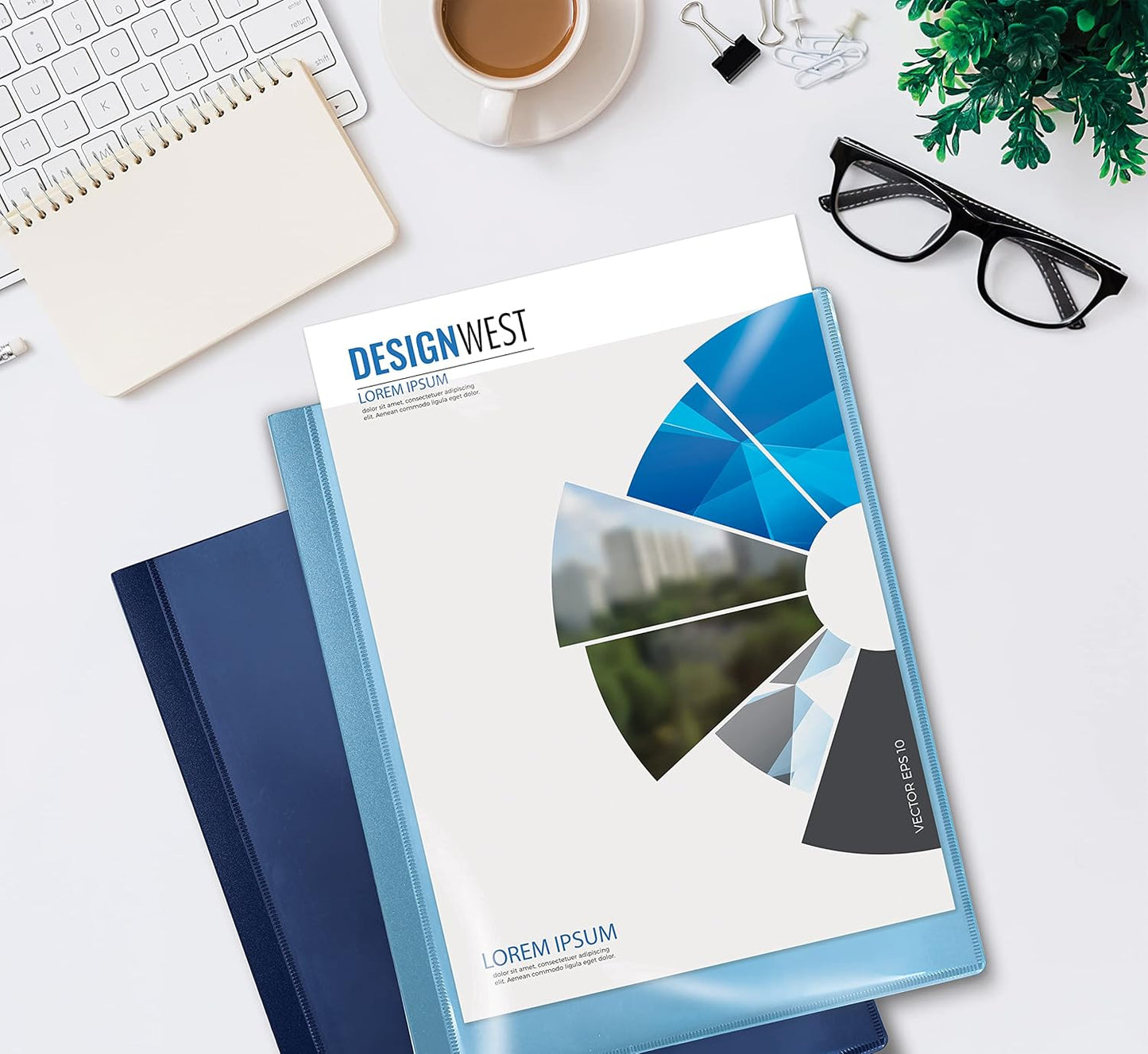 Better Office Products 12 Pocket Bound Presentation Book, Assorted Colors, Clear View Front Cover, 24 Sheet Protector Pages, 8.5" x 11" Sheets, Art Portfolio, Poly Covers, Letter Size (12 Pack)